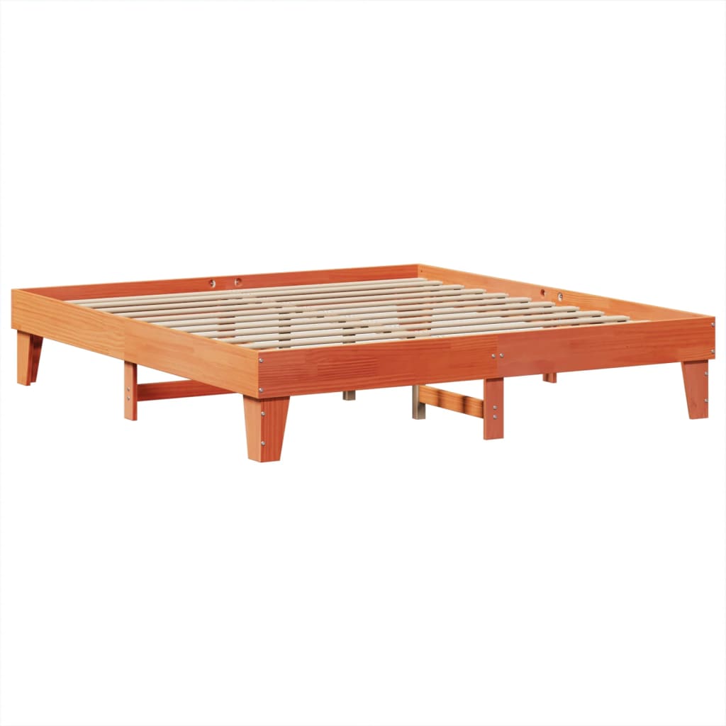 Bedframe zonder matras massief grenenhout wasbruin 200x200 cm is nu te koop bij PeponiXL, paradijselijk wonen!