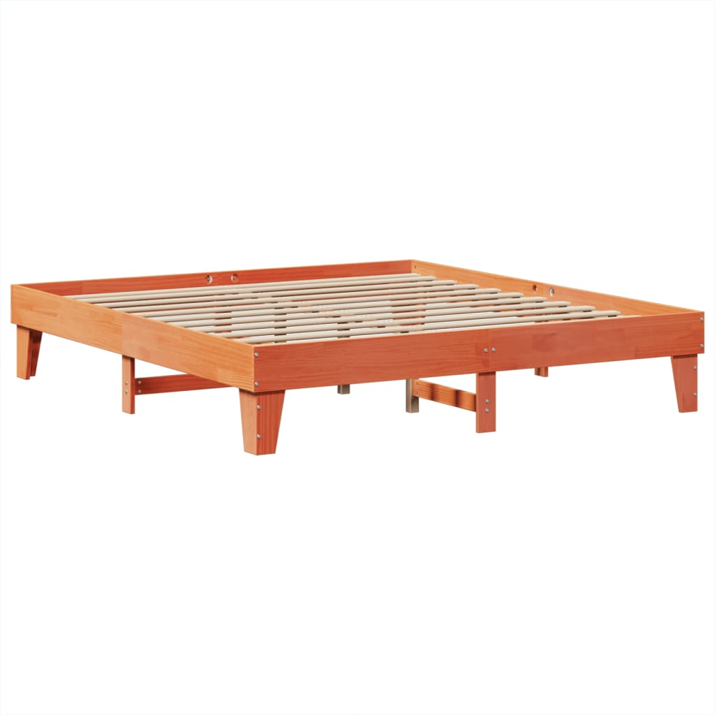 Bedframe zonder matras massief grenenhout wasbruin 200x200 cm is nu te koop bij PeponiXL, paradijselijk wonen!