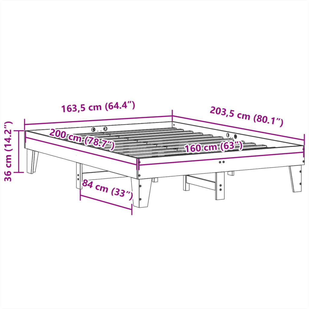 Bedframe zonder matras massief grenenhout wit 160x200 cm is nu te koop bij PeponiXL, paradijselijk wonen!