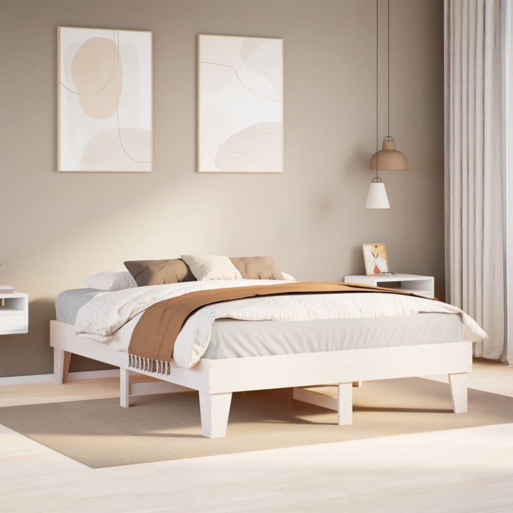 Bedframe zonder matras massief grenenhout wit 150x200 cm is nu te koop bij PeponiXL, paradijselijk wonen!