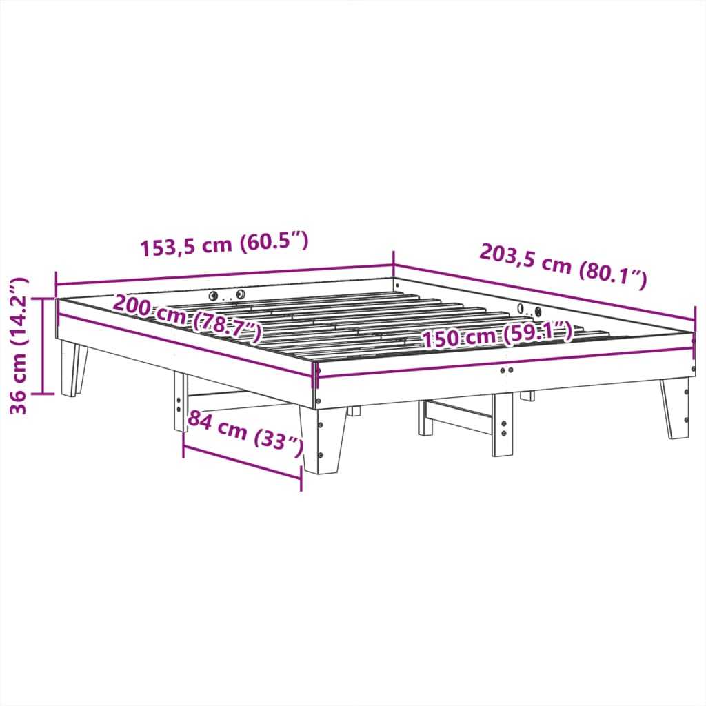 Bedframe zonder matras massief grenenhout wasbruin 150x200 cm is nu te koop bij PeponiXL, paradijselijk wonen!