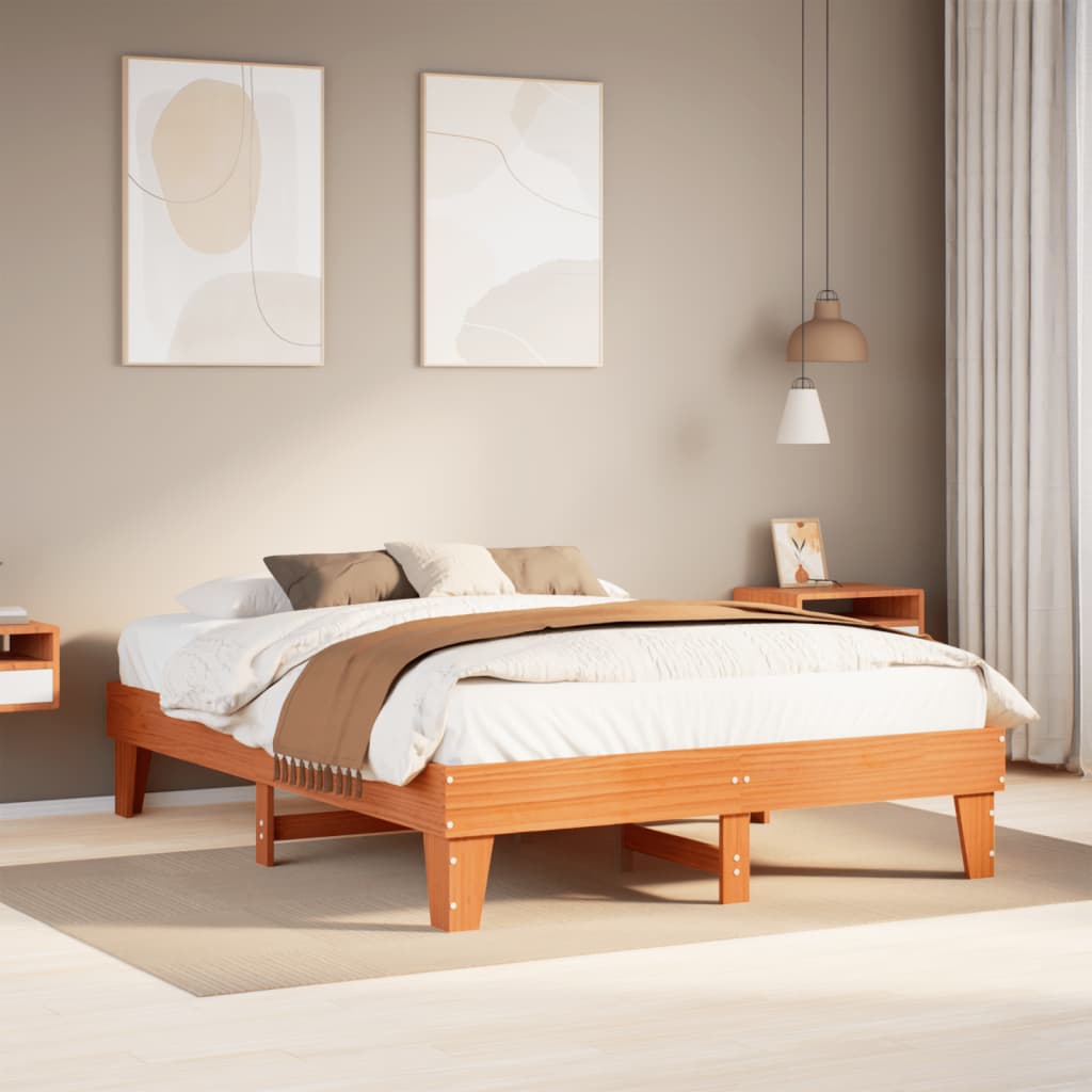 Bedframe zonder matras massief grenenhout wasbruin 150x200 cm is nu te koop bij PeponiXL, paradijselijk wonen!