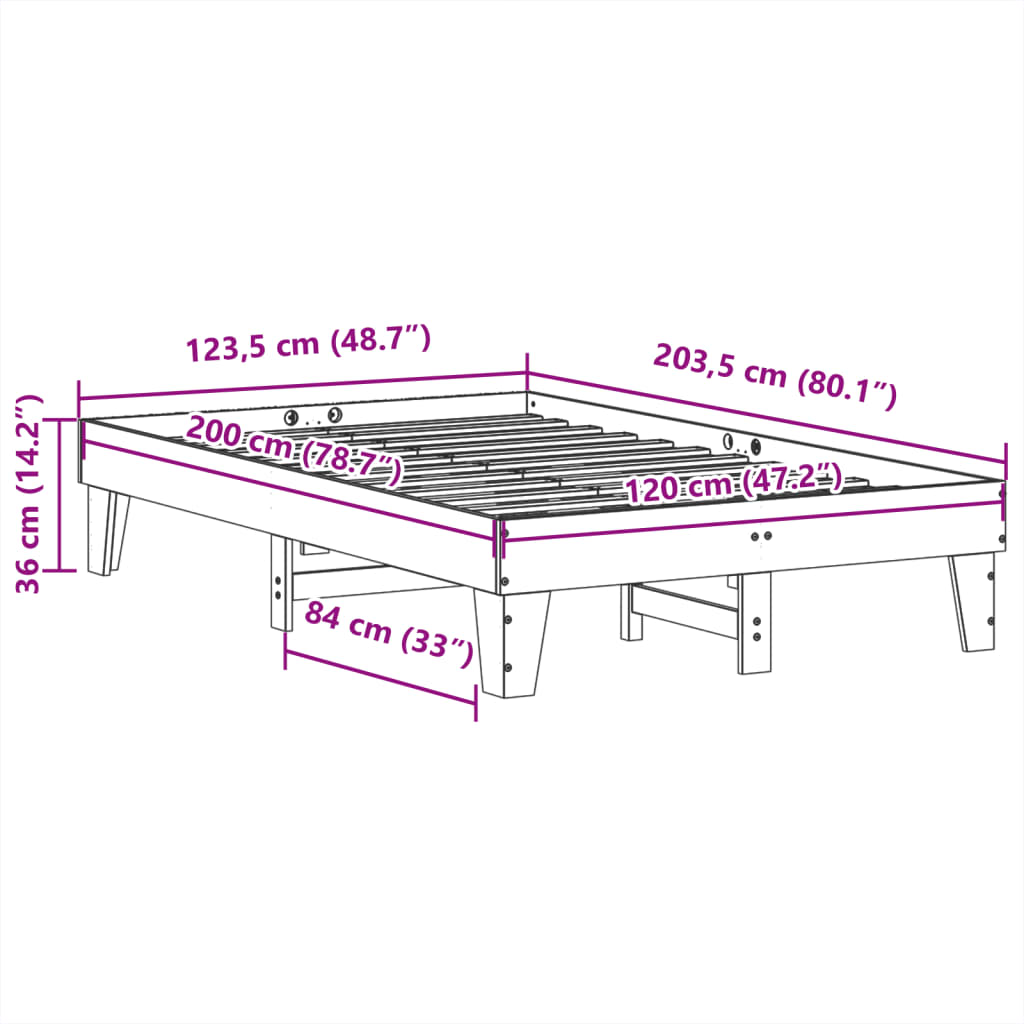 Bedframe zonder matras massief grenenhout wasbruin 120x200 cm is nu te koop bij PeponiXL, paradijselijk wonen!