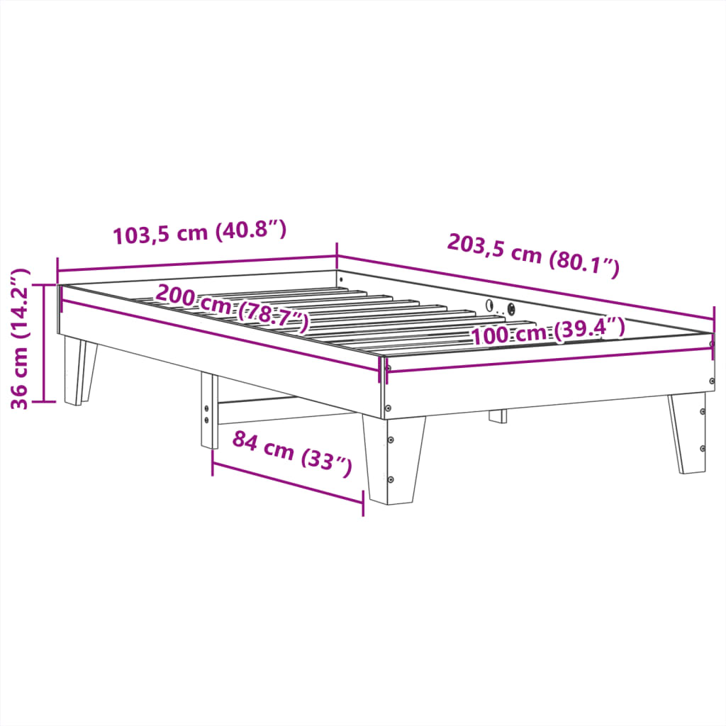 Bedframe zonder matras massief grenenhout 100x200 cm is nu te koop bij PeponiXL, paradijselijk wonen!