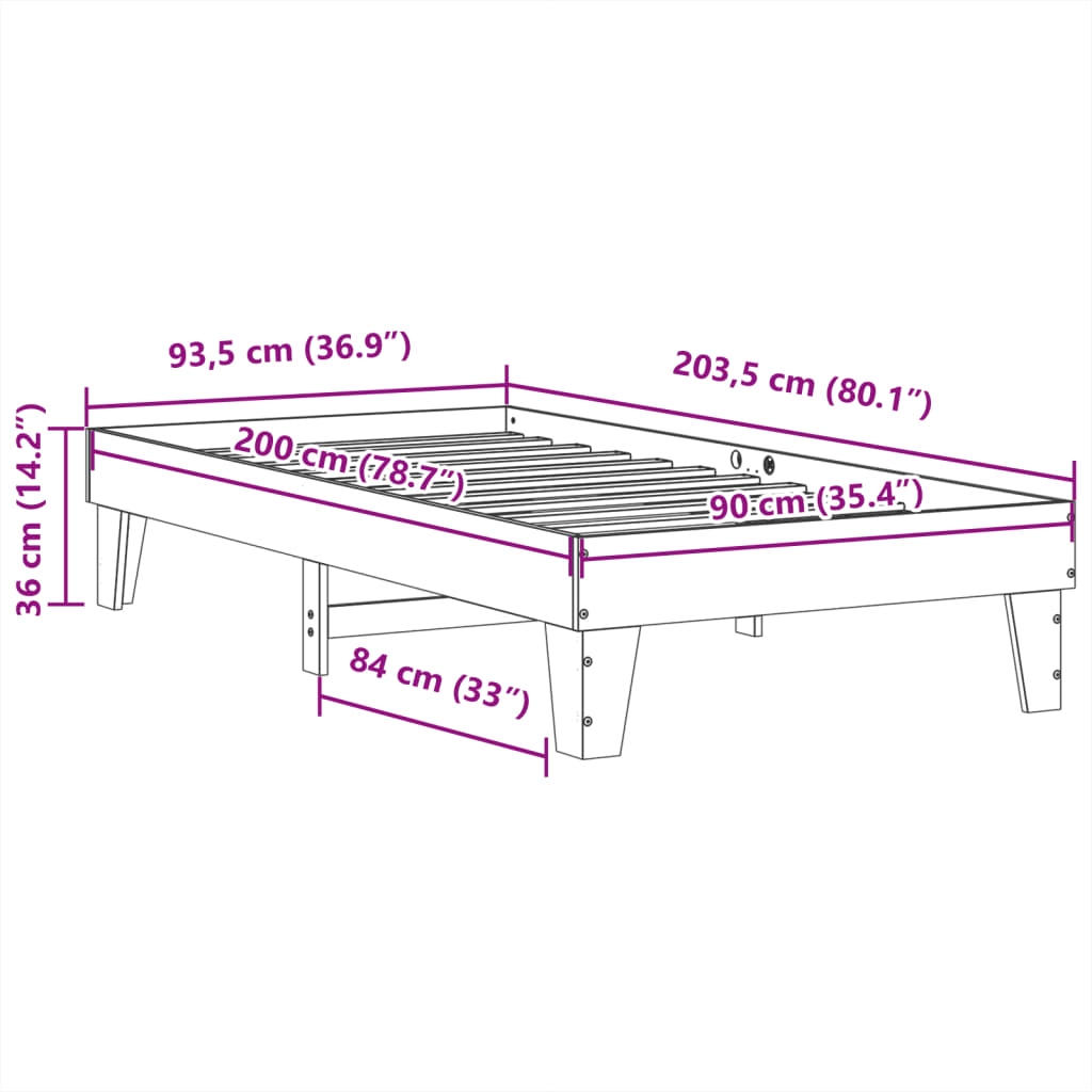 Bedframe zonder matras massief grenenhout wit 90x200 cm is nu te koop bij PeponiXL, paradijselijk wonen!