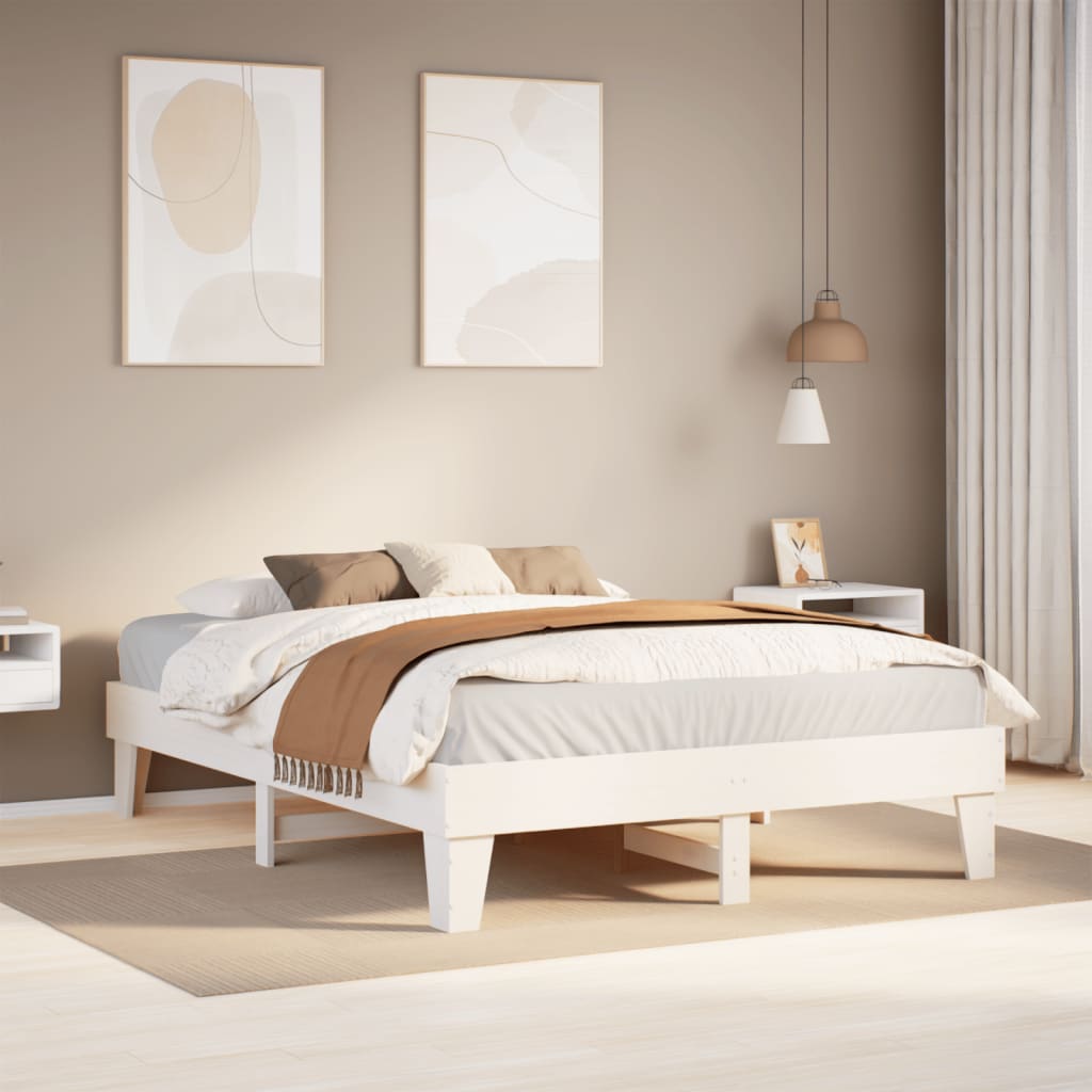 Bedframe zonder matras massief grenenhout wit 140x190 cm is nu te koop bij PeponiXL, paradijselijk wonen!
