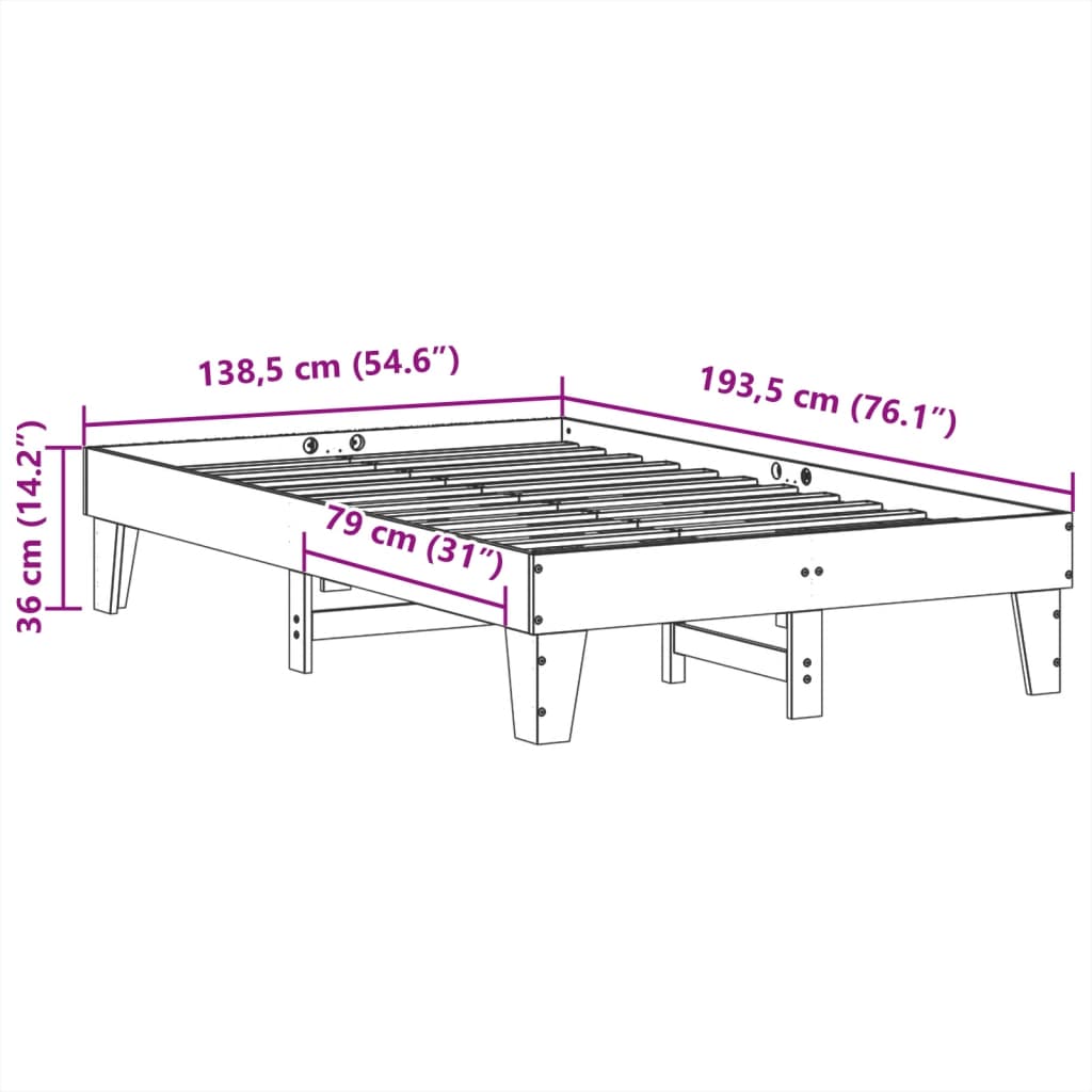 Bedframe zonder matras massief grenenhout wit 135x190 cm is nu te koop bij PeponiXL, paradijselijk wonen!