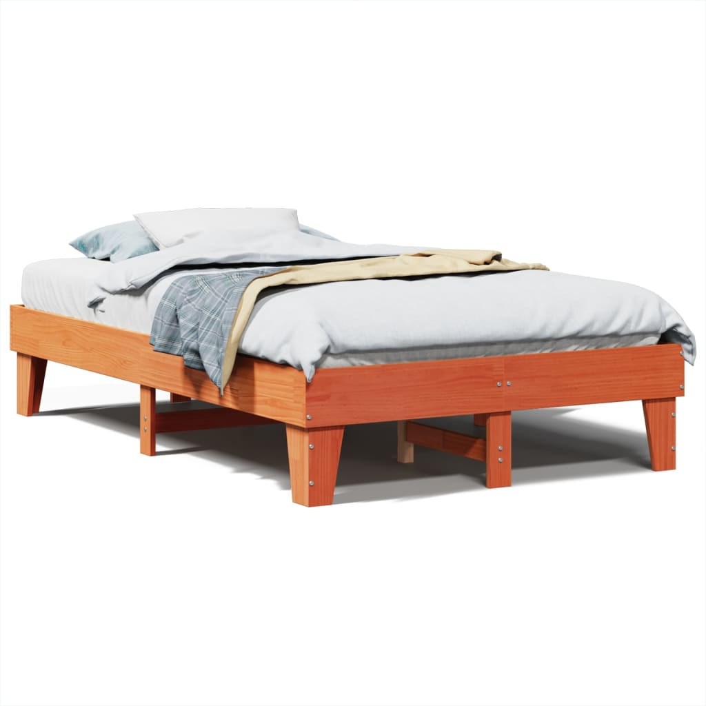 Bedframe zonder matras massief grenenhout wasbruin 135x190 cm is nu te koop bij PeponiXL, paradijselijk wonen!