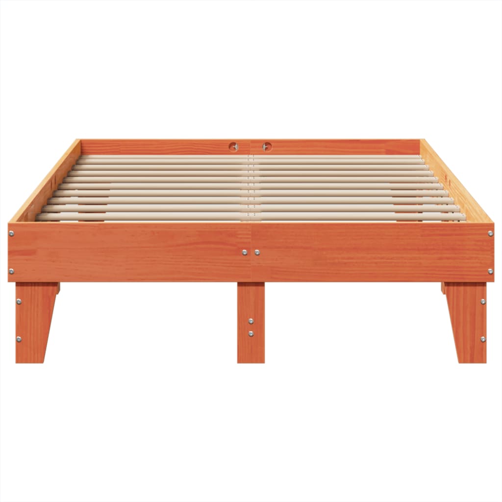 Bedframe zonder matras massief grenenhout wasbruin 135x190 cm is nu te koop bij PeponiXL, paradijselijk wonen!