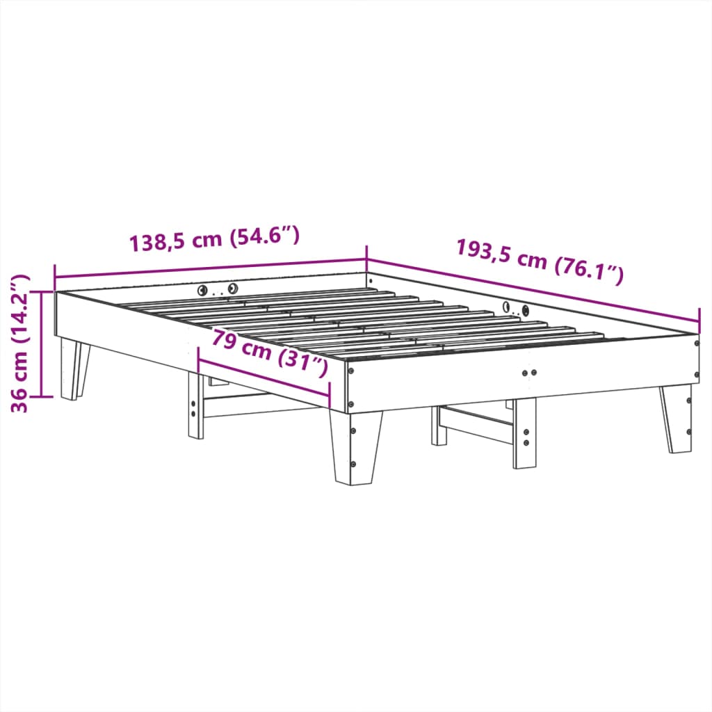 Bedframe zonder matras massief grenenhout wasbruin 135x190 cm is nu te koop bij PeponiXL, paradijselijk wonen!