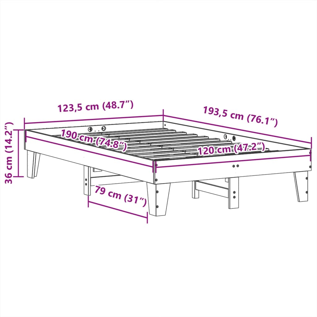 Bedframe zonder matras massief grenenhout wit 120x190 cm is nu te koop bij PeponiXL, paradijselijk wonen!