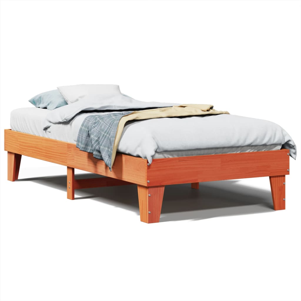 Bedframe zonder matras massief grenenhout wasbruin 75x190 cm is nu te koop bij PeponiXL, paradijselijk wonen!