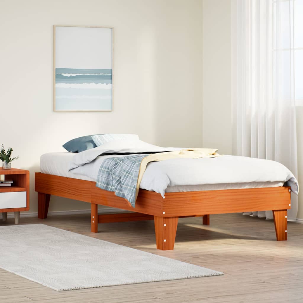 Bedframe zonder matras massief grenenhout wasbruin 75x190 cm is nu te koop bij PeponiXL, paradijselijk wonen!