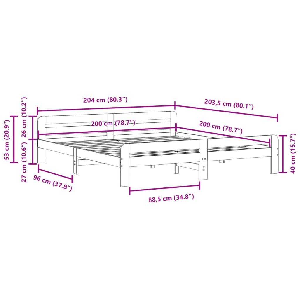 Bedframe zonder matras massief grenenhout 200x200 cm is nu te koop bij PeponiXL, paradijselijk wonen!
