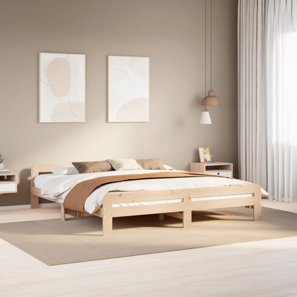 Bedframe zonder matras massief grenenhout 200x200 cm is nu te koop bij PeponiXL, paradijselijk wonen!