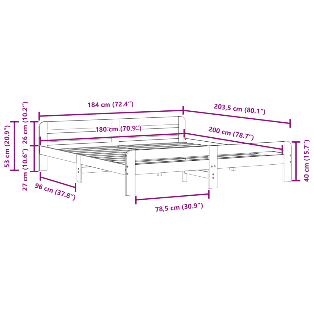 Bedframe zonder matras massief grenenhout wit 180x200 cm is nu te koop bij PeponiXL, paradijselijk wonen!