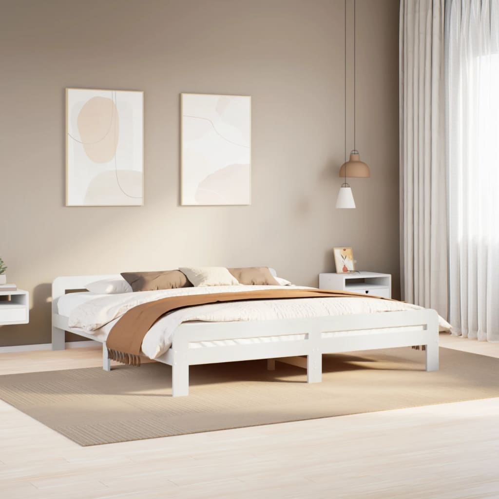 Bedframe zonder matras massief grenenhout wit 180x200 cm is nu te koop bij PeponiXL, paradijselijk wonen!