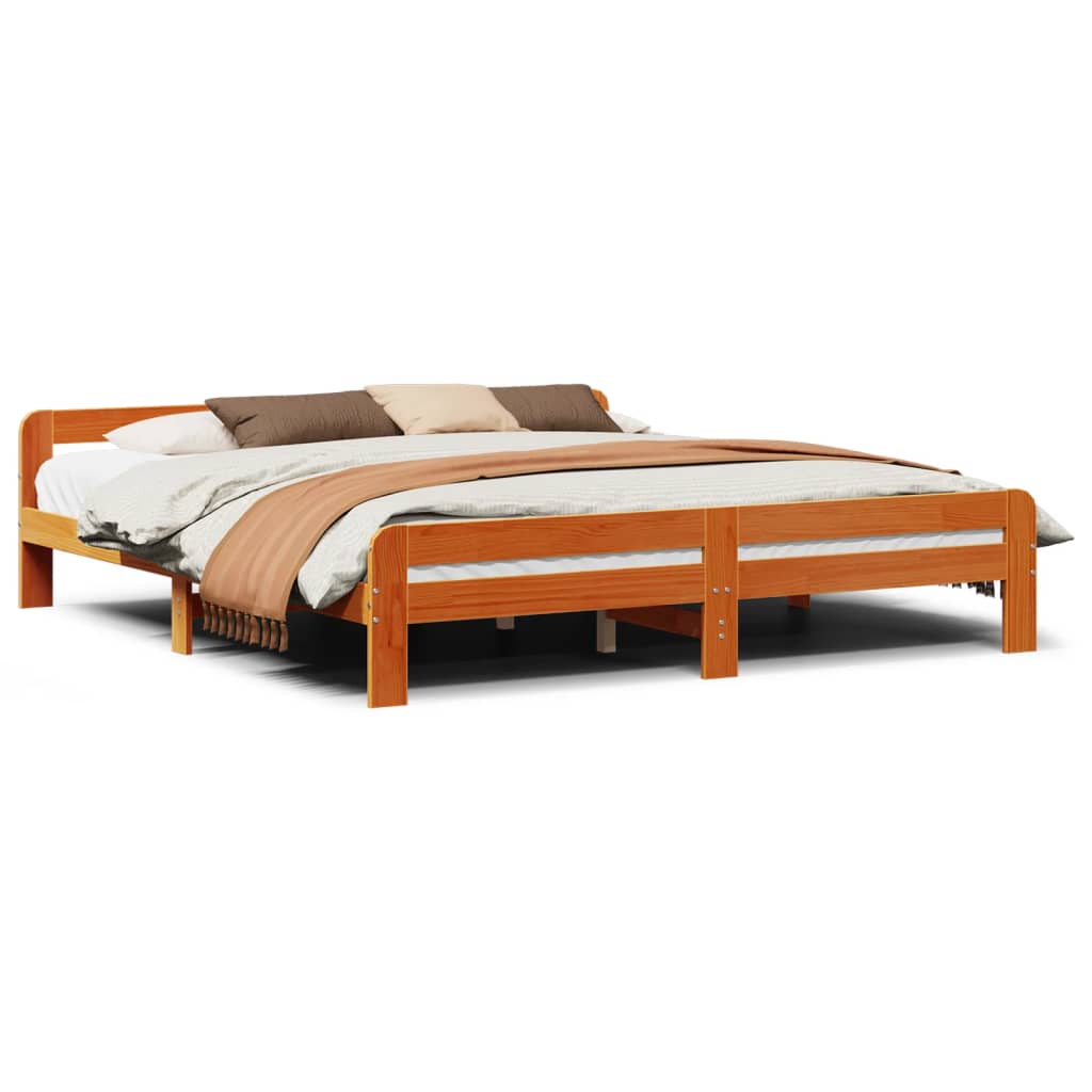 Bedframe zonder matras massief grenenhout wasbruin 180x200 cm is nu te koop bij PeponiXL, paradijselijk wonen!
