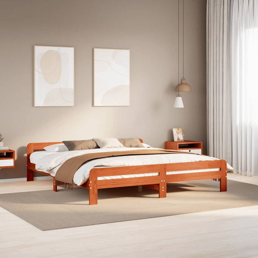 Bedframe zonder matras massief grenenhout wasbruin 180x200 cm is nu te koop bij PeponiXL, paradijselijk wonen!