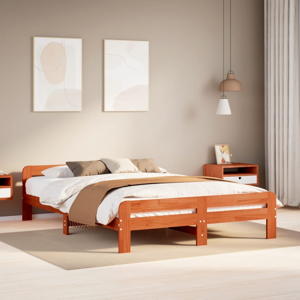 Bedframe zonder matras massief grenenhout wasbruin 160x200 cm is nu te koop bij PeponiXL, paradijselijk wonen!