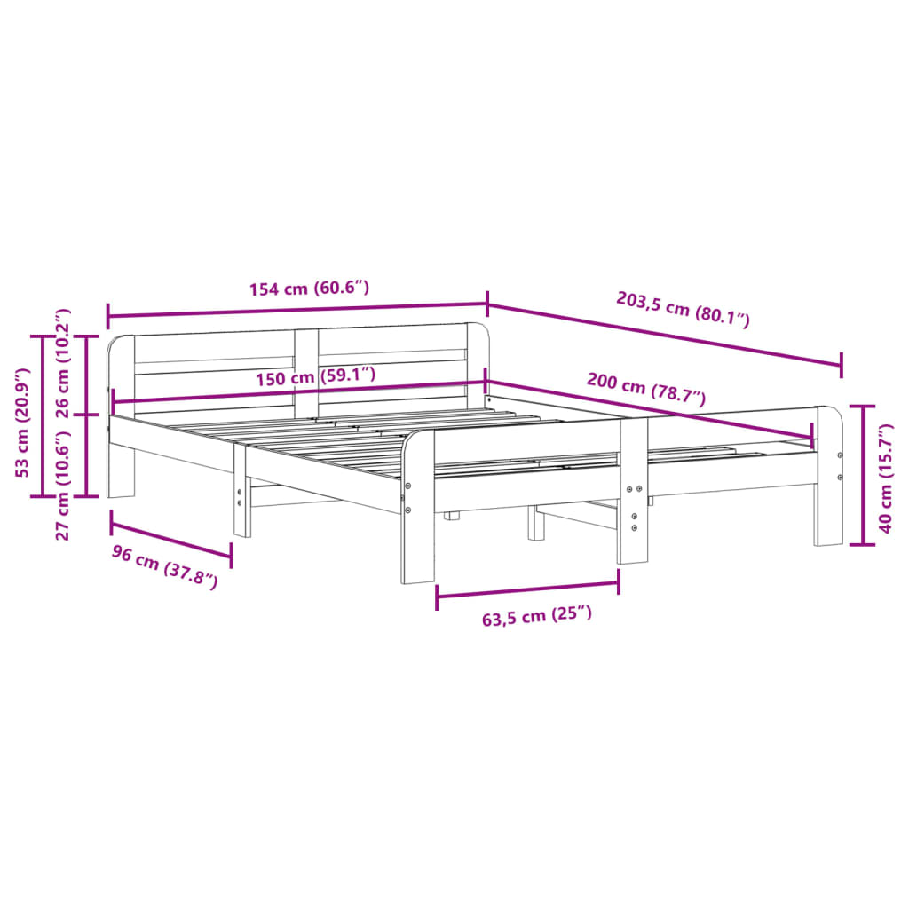 Bedframe zonder matras massief grenenhout 150x200 cm is nu te koop bij PeponiXL, paradijselijk wonen!