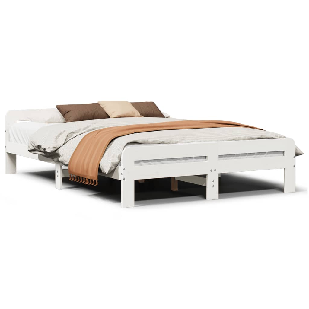 Bedframe zonder matras massief grenenhout wit 150x200 cm is nu te koop bij PeponiXL, paradijselijk wonen!