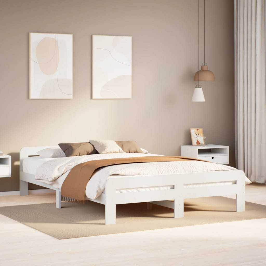 Bedframe zonder matras massief grenenhout wit 150x200 cm is nu te koop bij PeponiXL, paradijselijk wonen!