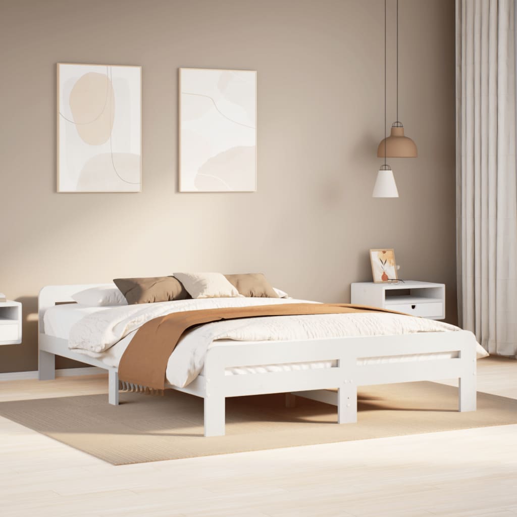 Bedframe zonder matras massief grenenhout wit 140x200 cm is nu te koop bij PeponiXL, paradijselijk wonen!