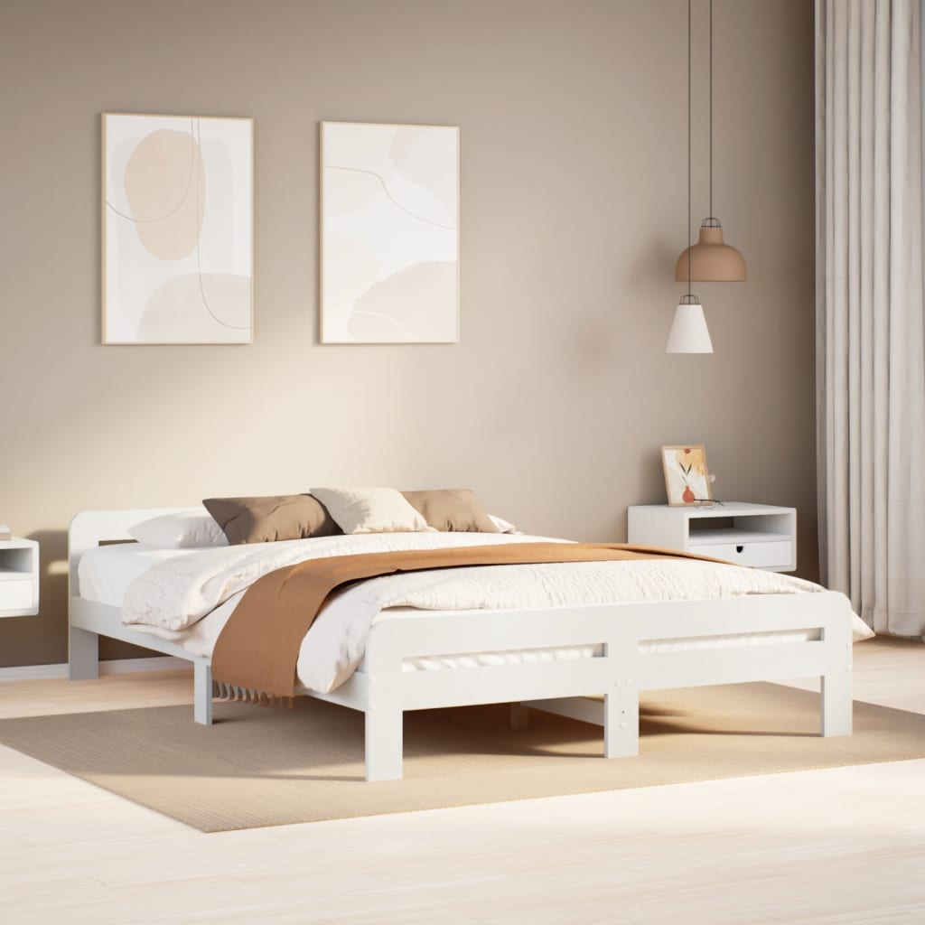 Bedframe zonder matras massief grenenhout wit 140x190 cm is nu te koop bij PeponiXL, paradijselijk wonen!