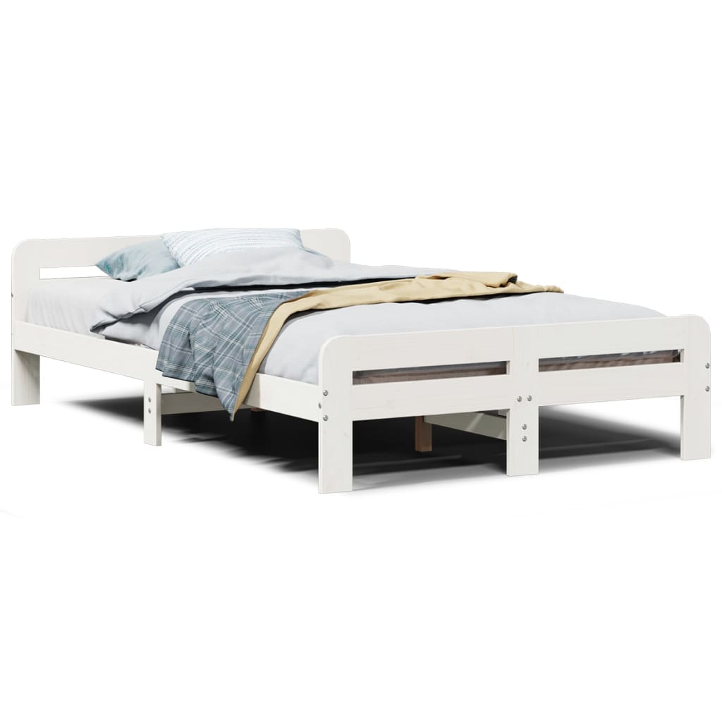 Bedframe zonder matras massief grenenhout wit 135x190 cm is nu te koop bij PeponiXL, paradijselijk wonen!