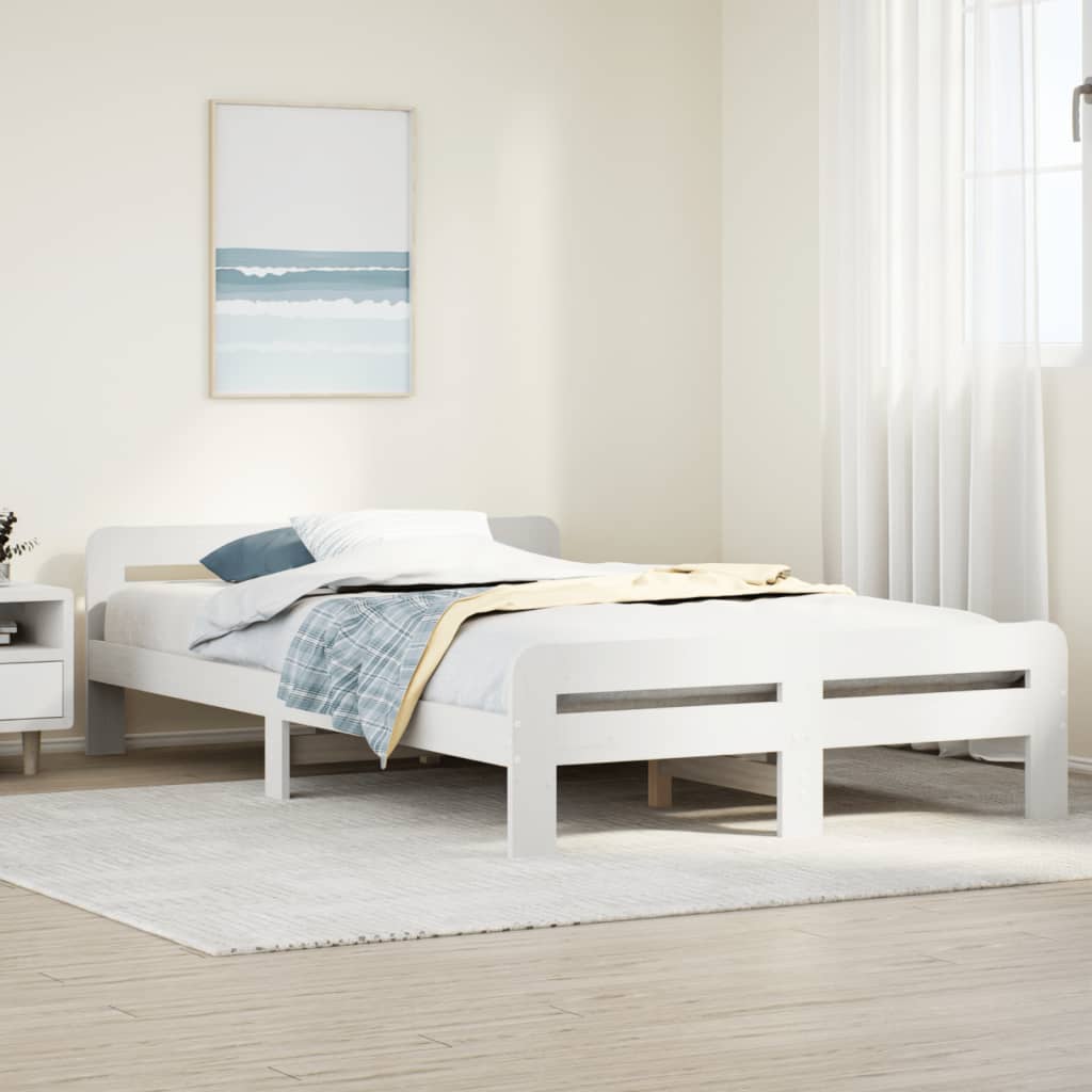 Bedframe zonder matras massief grenenhout wit 135x190 cm is nu te koop bij PeponiXL, paradijselijk wonen!