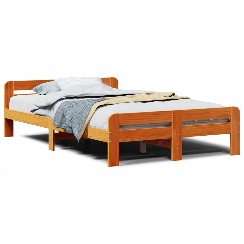 Bedframe zonder matras massief grenenhout wasbruin 135x190 cm is nu te koop bij PeponiXL, paradijselijk wonen!
