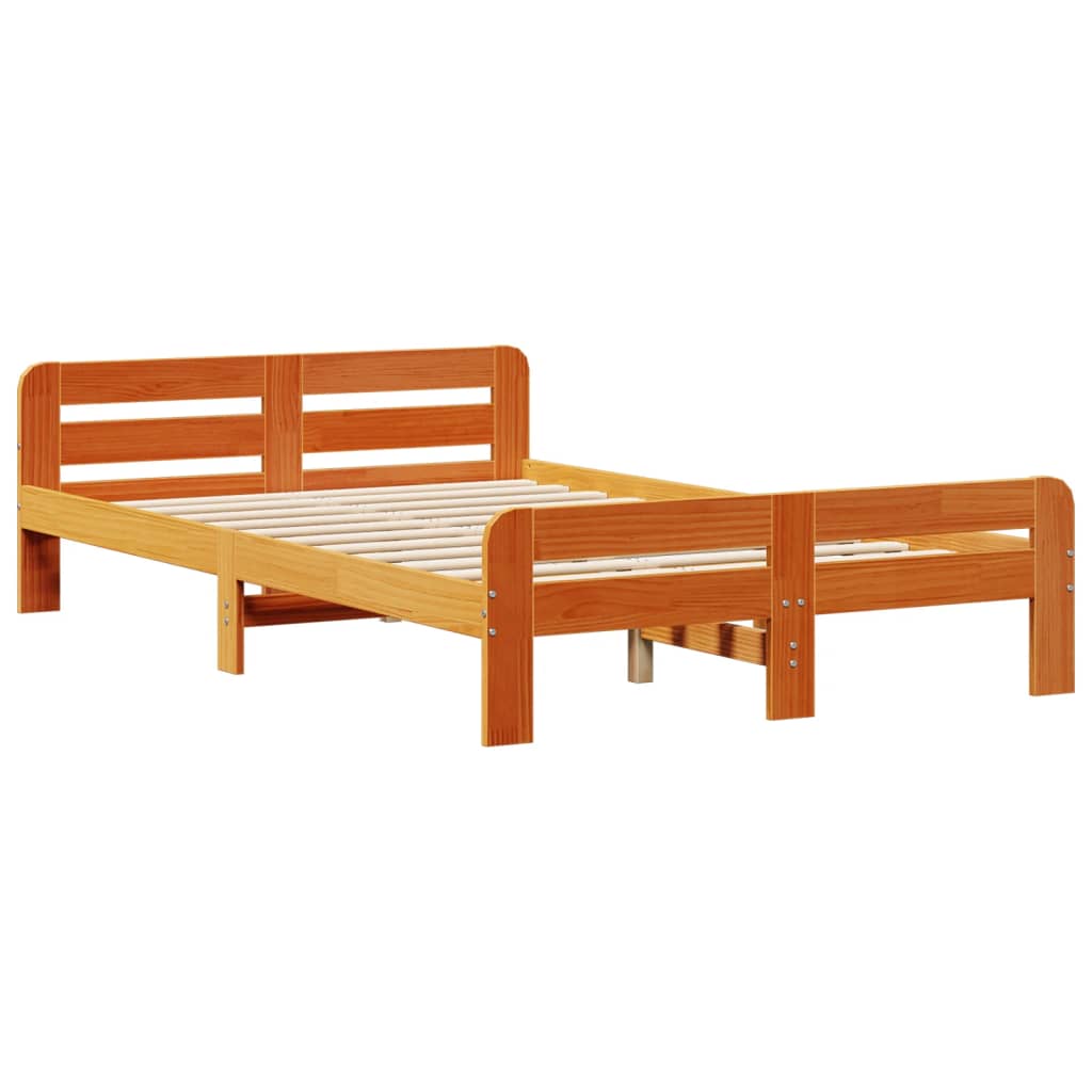 Bedframe zonder matras massief grenenhout wasbruin 135x190 cm is nu te koop bij PeponiXL, paradijselijk wonen!