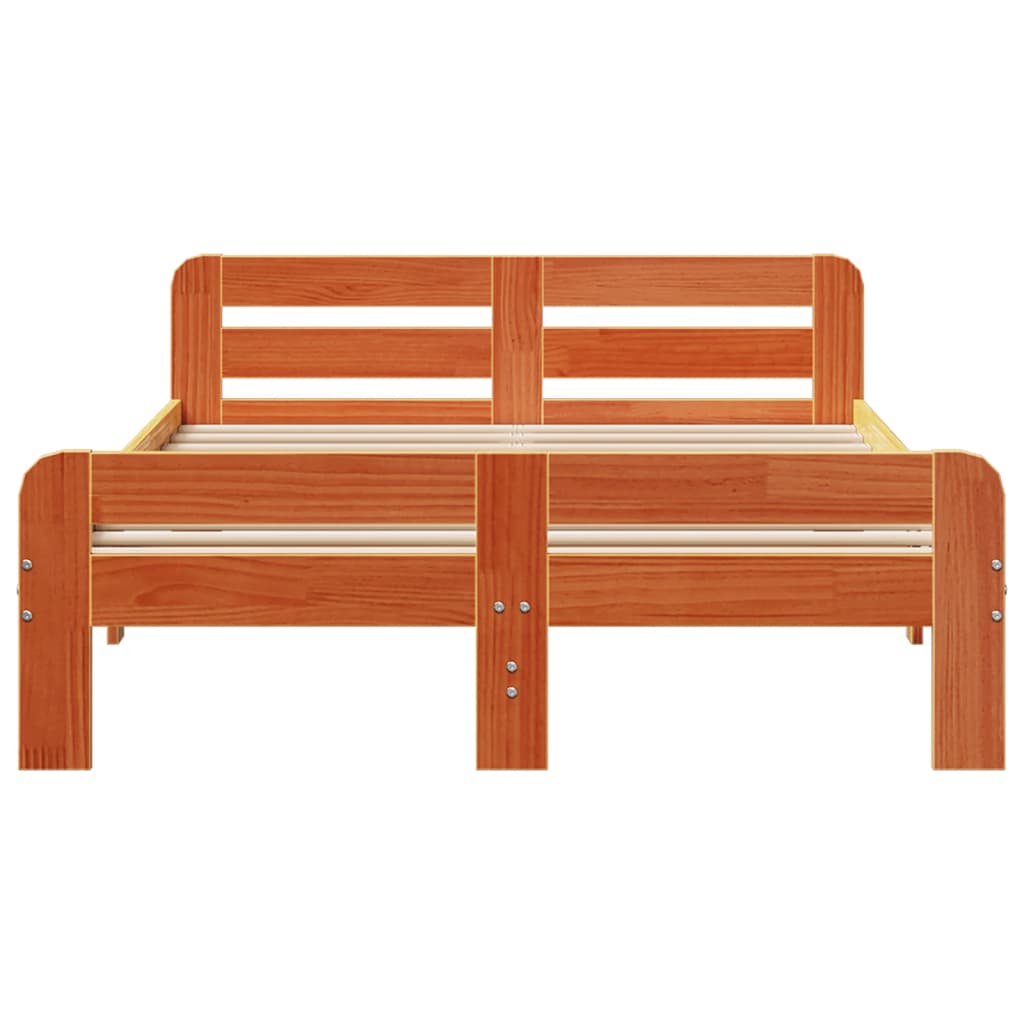 Bedframe zonder matras massief grenenhout wasbruin 135x190 cm is nu te koop bij PeponiXL, paradijselijk wonen!