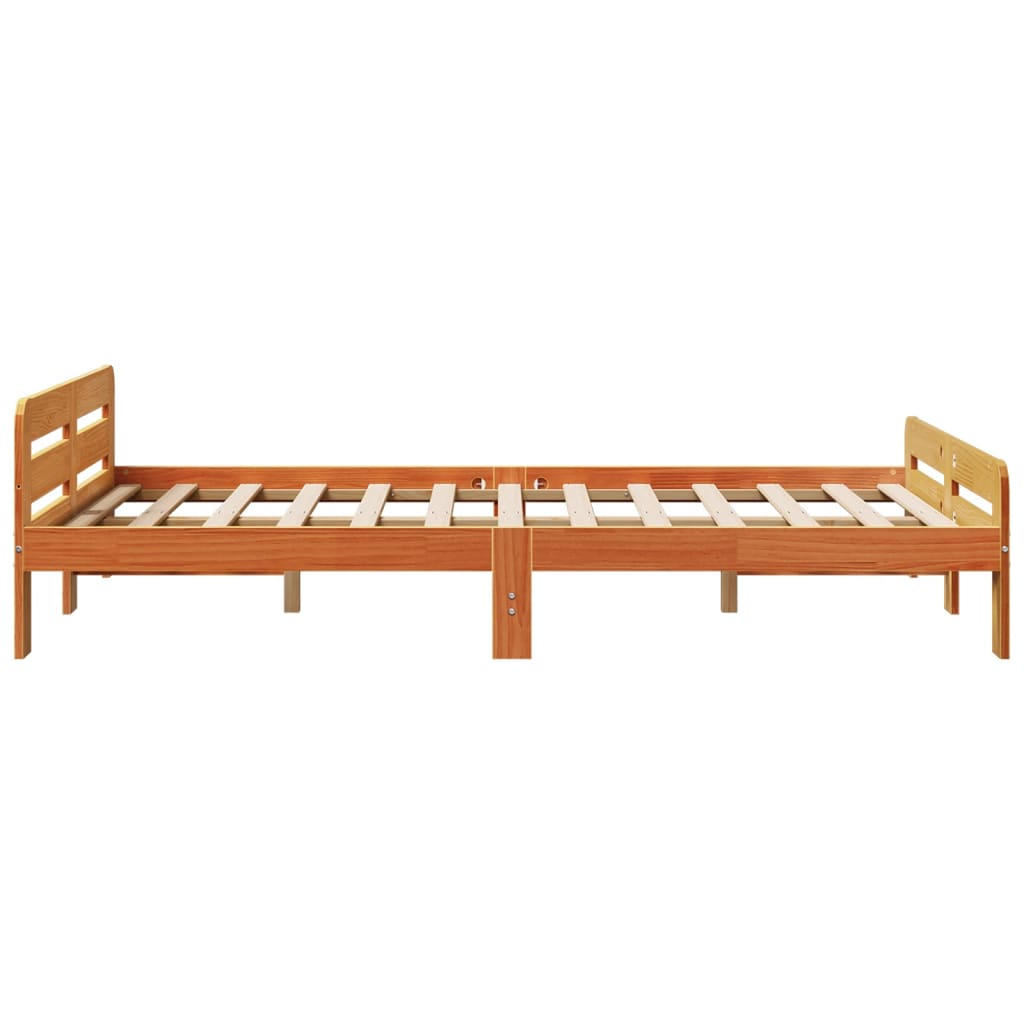 Bedframe zonder matras massief grenenhout wasbruin 135x190 cm is nu te koop bij PeponiXL, paradijselijk wonen!