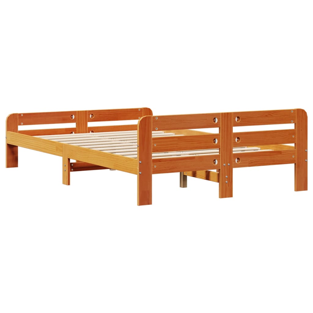 Bedframe zonder matras massief grenenhout wasbruin 135x190 cm is nu te koop bij PeponiXL, paradijselijk wonen!