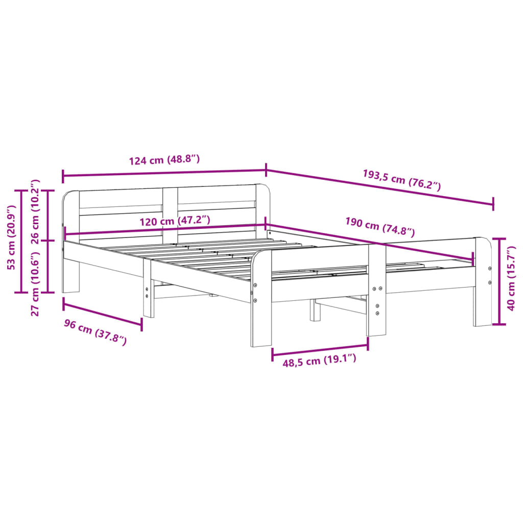 Bedframe zonder matras massief grenenhout 120x190 cm is nu te koop bij PeponiXL, paradijselijk wonen!