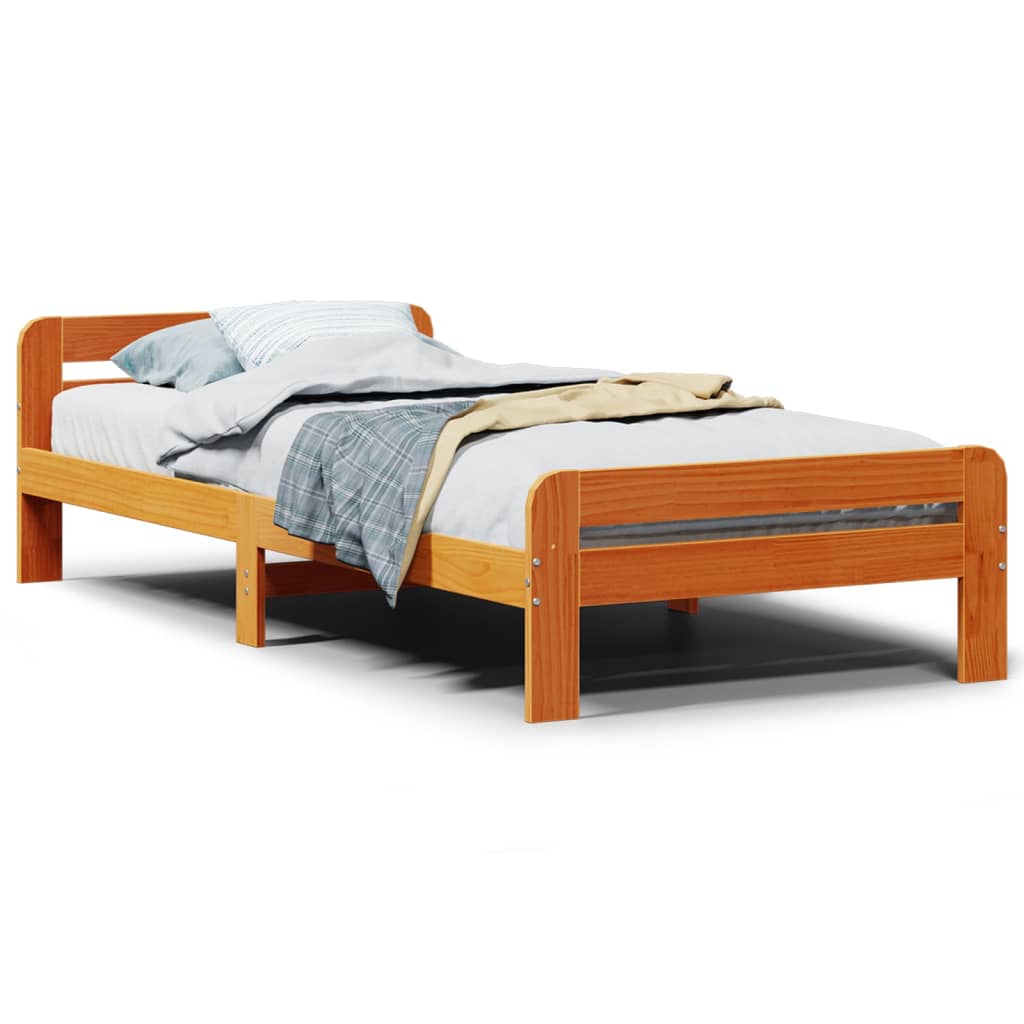 Bedframe zonder matras massief grenenhout wasbruin 75x190 cm is nu te koop bij PeponiXL, paradijselijk wonen!