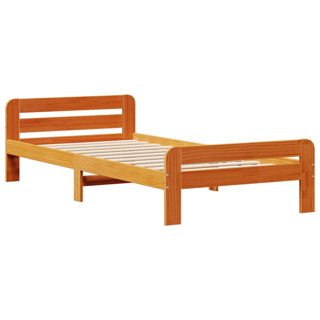 Bedframe zonder matras massief grenenhout wasbruin 75x190 cm is nu te koop bij PeponiXL, paradijselijk wonen!