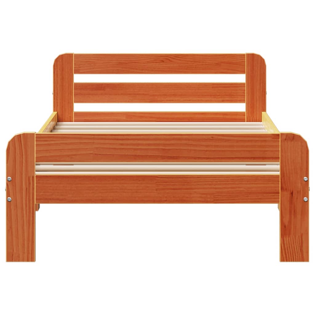 Bedframe zonder matras massief grenenhout wasbruin 75x190 cm is nu te koop bij PeponiXL, paradijselijk wonen!