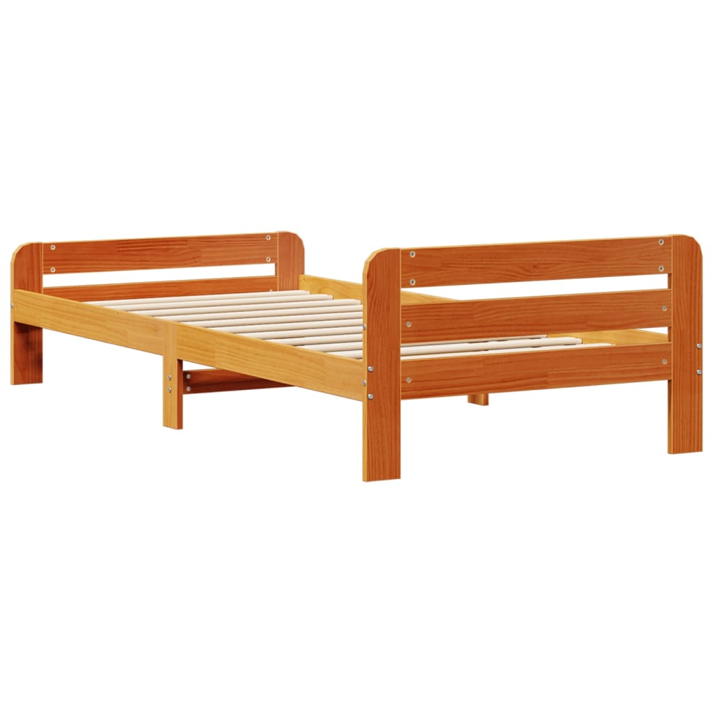 Bedframe zonder matras massief grenenhout wasbruin 75x190 cm is nu te koop bij PeponiXL, paradijselijk wonen!