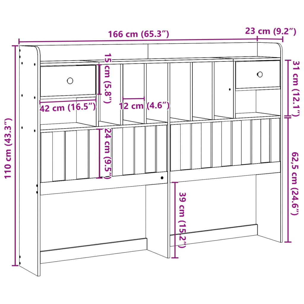 Hoofdbord met opbergruimte 160 cm massief grenenhout wasbruin is nu te koop bij PeponiXL, paradijselijk wonen!