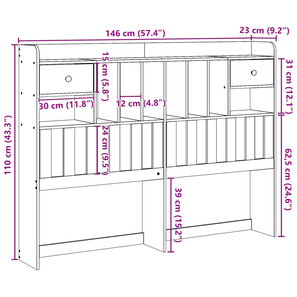 Hoofdbord met opbergruimte 140 cm massief grenenhout is nu te koop bij PeponiXL, paradijselijk wonen!