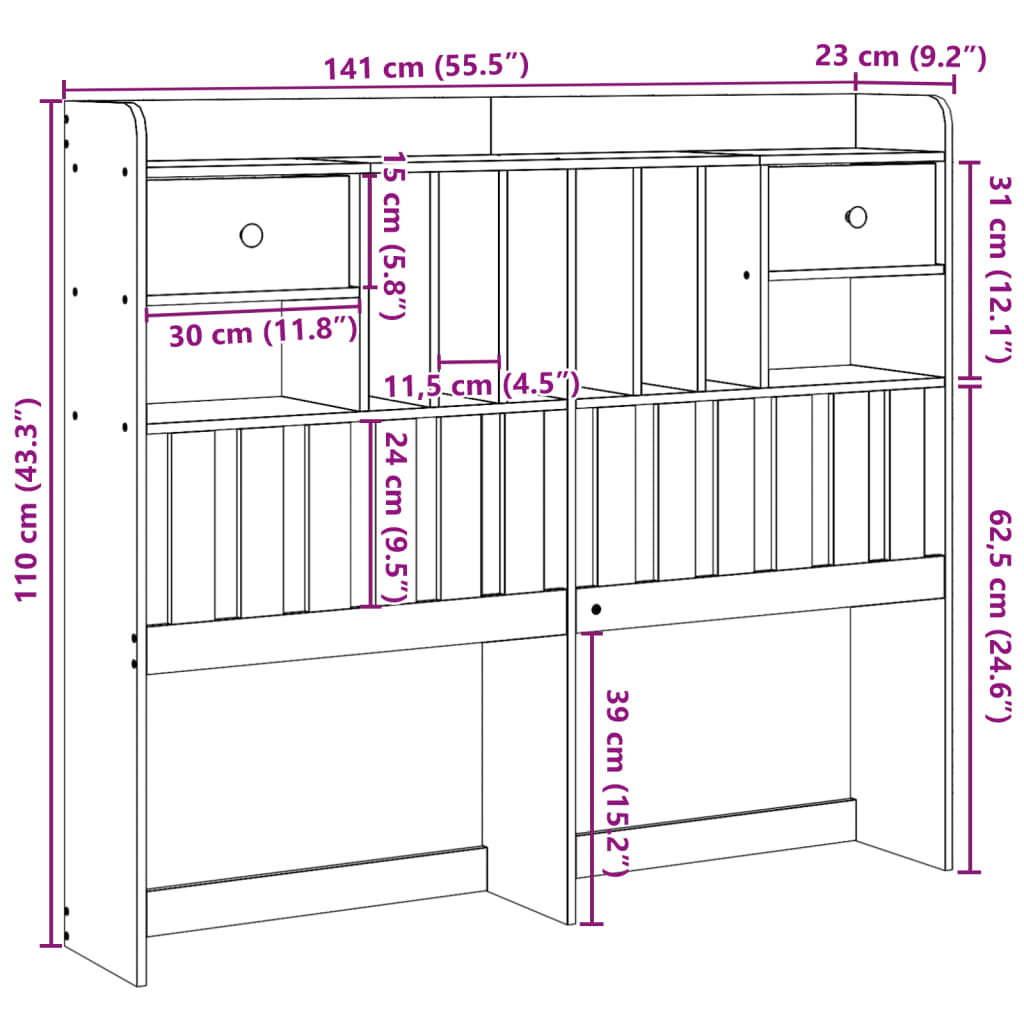 Hoofdbord met opbergruimte 135 cm massief grenenhout is nu te koop bij PeponiXL, paradijselijk wonen!