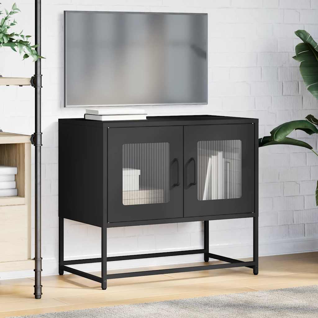 Tv-meubel 68x39x60,5 cm koudgewalst staal zwart is nu te koop bij PeponiXL, paradijselijk wonen!