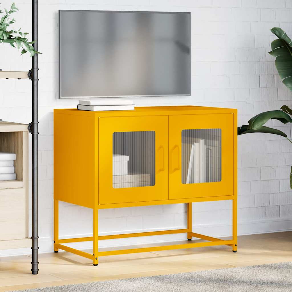 Tv-meubel 68x39x60,5 cm koudgewalst staal mosterdgeel is nu te koop bij PeponiXL, paradijselijk wonen!