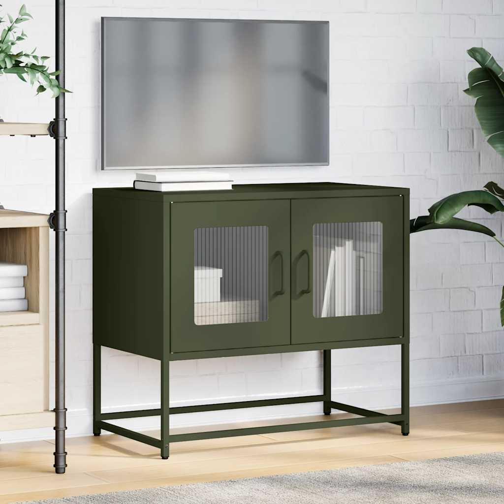 Tv-meubel 68x39x60,5 cm koudgewalst staal olijfgroen is nu te koop bij PeponiXL, paradijselijk wonen!