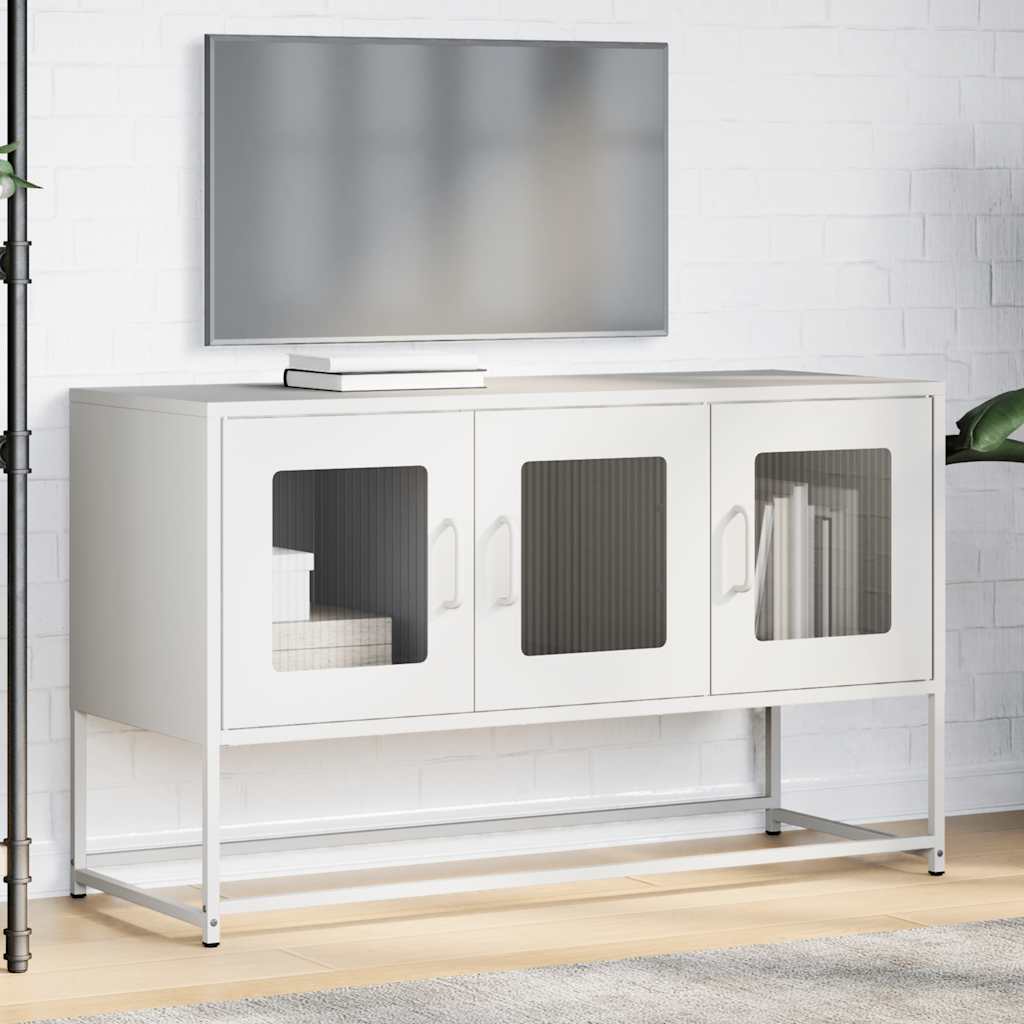 Tv-meubel 100,5x39x60,5 cm koudgewalst staal wit is nu te koop bij PeponiXL, paradijselijk wonen!