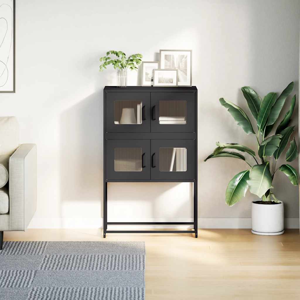 Hoge kast 68x39x107 cm staal zwart is nu te koop bij PeponiXL, paradijselijk wonen!