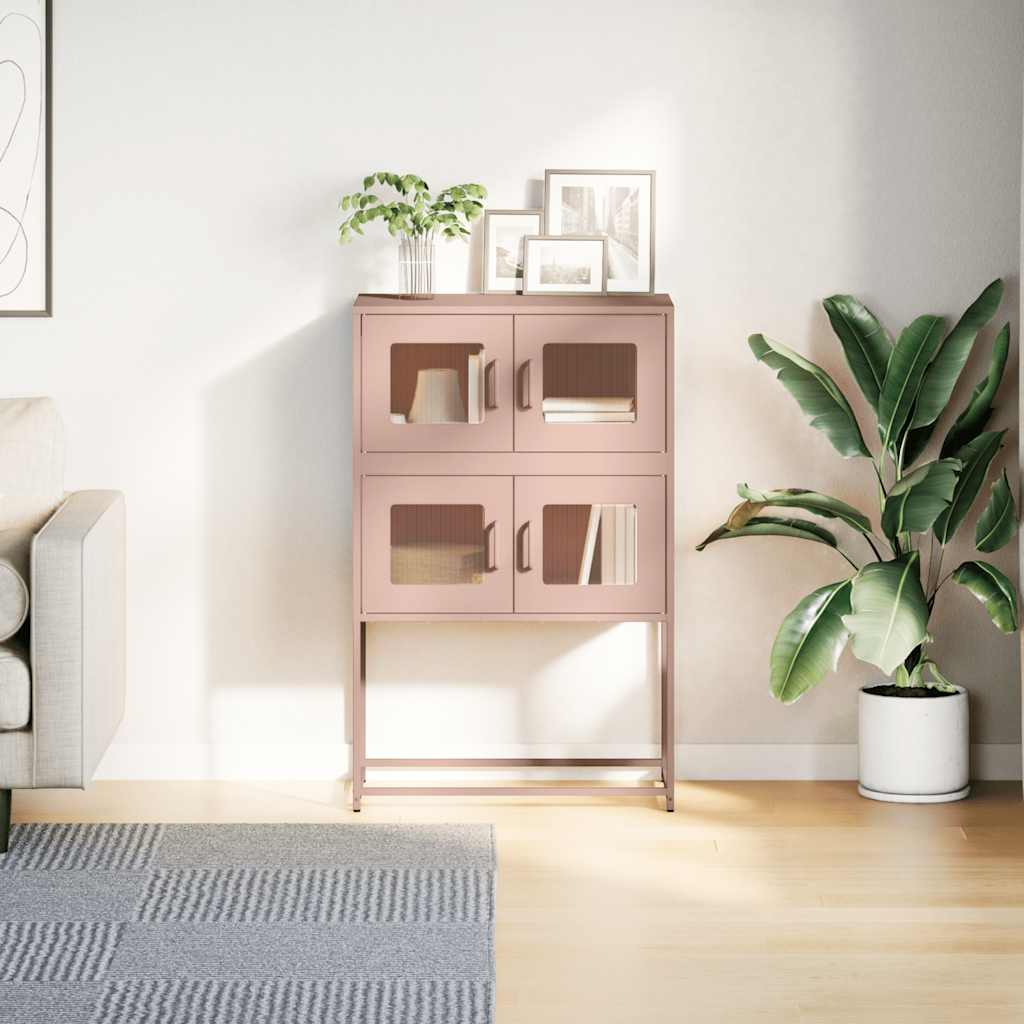 Hoge kast 68x39x107 cm staal roze is nu te koop bij PeponiXL, paradijselijk wonen!